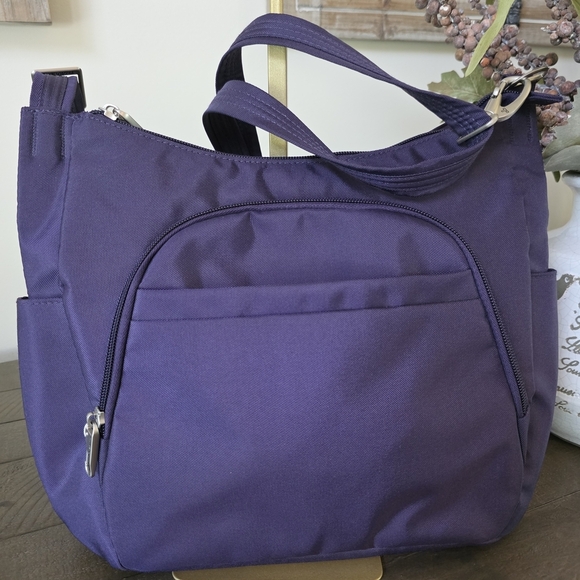 Handbags - Travelon Anti-Theft Crossbody Bucket Bag In Eggplant Purple